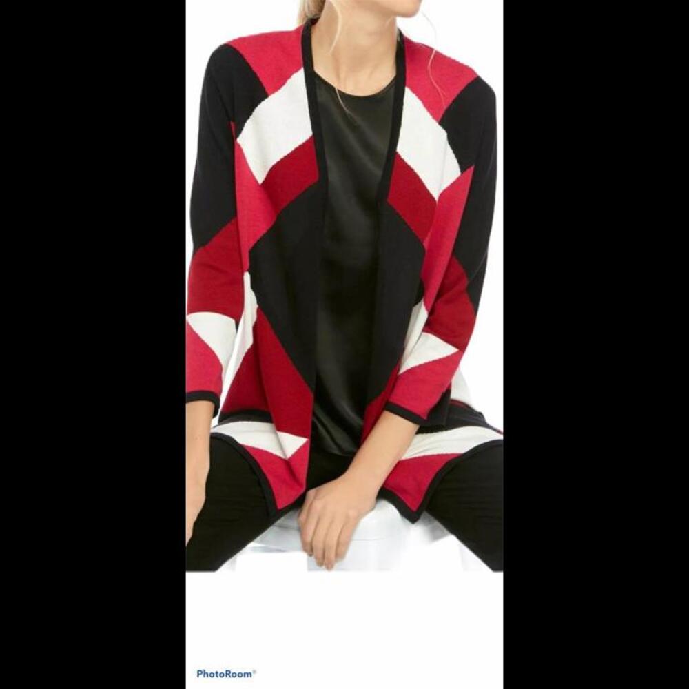 NWT KASPER Colorblock Cardigan Sweater L - Picture 6 of 7